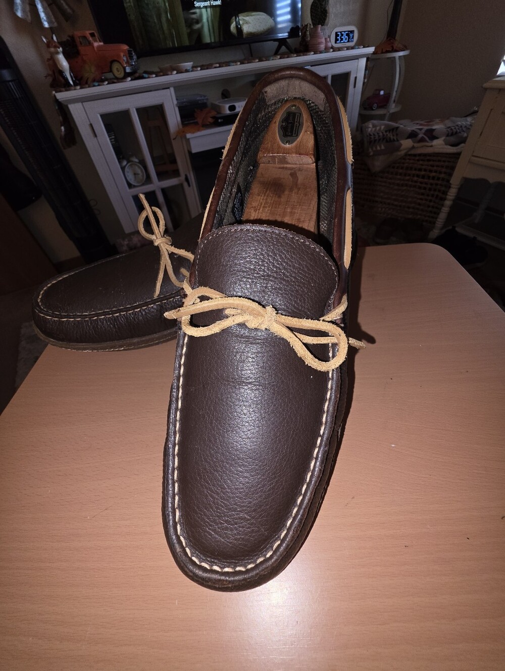 L.L. BEAN Leather Slippers Size 14 Espresso